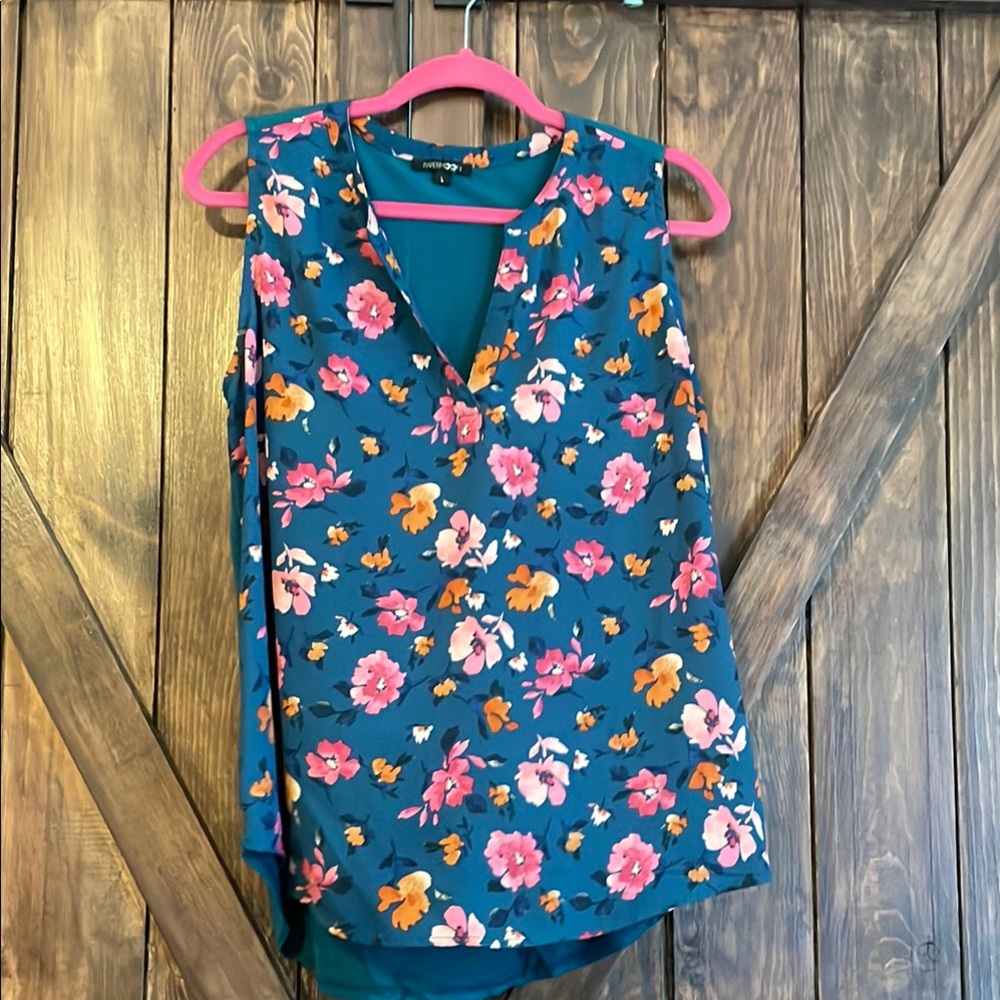 Papermoon Teal Sleeveless Notched Collar Blouse